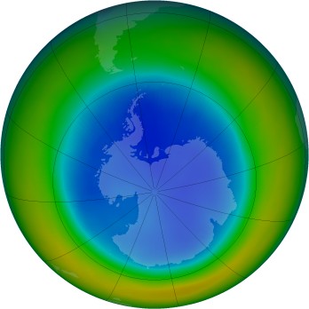 Antarctic ozone map for 1996-08